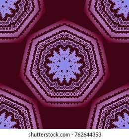 Abstract Mandala Design Red Pink Vector Seamless Pattern