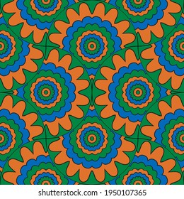Resumen de la escala de peces mandala sin fisuras. Baldosas ornamentales, fondo de mosaico. Tarjeta de infinito con patchwork floral. motivos árabes, indios y otomanos.