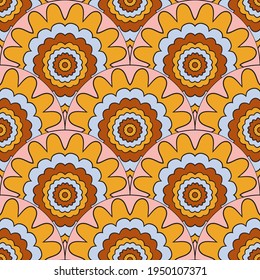 Abstract mandala fish scale seamless pattern. Ornamental tile, mosaic background. Floral patchwork infinity card. Arabic, Indian, ottoman motifs.