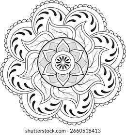 Patrón floral Abstractas del Vector del mandala con la estrella del círculo y los ornamentos del copo de nieve para las tarjetas y la decoración festivas de las vacaciones