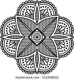 Abstract mandala with flower for Henna, Mehndi, tattoo, decoration. Decorative ornament in ethnic oriental style vector illustration.