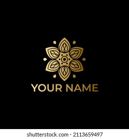 Abstract mandala flower logo design illustration