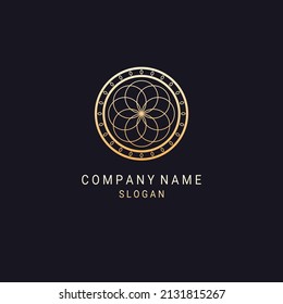 Abstract mandala flower logo icon vector design. Elegant premium ornament vector logotype symbol