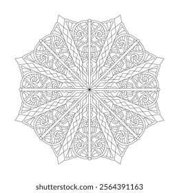 Abstract mandala folwer coloring book page for Kids. Easy Mandala Coloring Book Pages for Adults to Relax, Experiences Give Relief. Resizeable Vector File