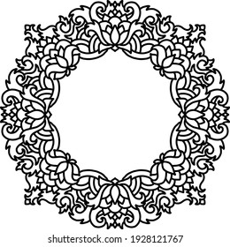 Resumen del marco de mandala. Patrón asiático. El negro y el blanco son auténticos fondos. Ilustración vectorial.