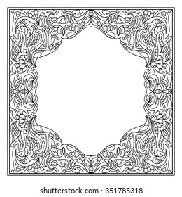 Abstract mandala frame  coloring page 