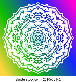 abstract mandala gradient rainbow color style round trippy vector design