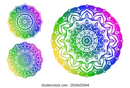 abstract mandala gradient rainbow color style round trippy vector design