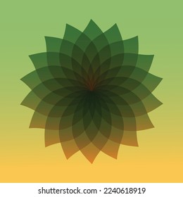Abstract mandala green and yellow color. Vector illustration