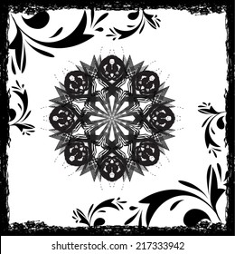 Abstract mandala in grunge frame