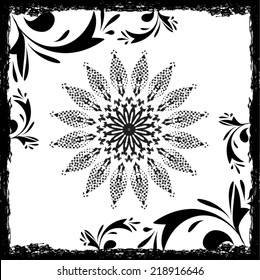Abstract mandala in grunge frame 