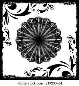 Abstract mandala in grunge frame