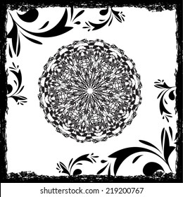 Abstract mandala in grunge frame
