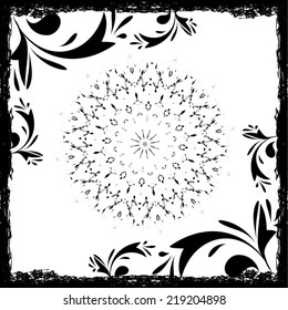 Abstract mandala in grunge frame