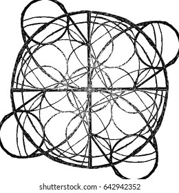 Abstract mandala in a hand-drawn style. Black geometric mandala on a white background. This vector illustration can be used as a background or for print on products.