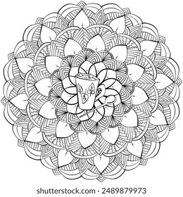 Abstract mandala with hot seasonal drink, doodle pattern coloring page vector illustration for design and creativity