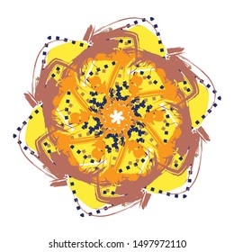 
Abstract Mandala illustration with random shapes and lines in floral shape
