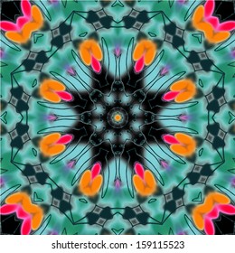 Abstract mandala / kaleidoscope symmetrical colorful decoration vector background