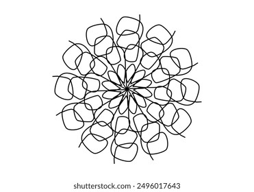 Abstract mandala line design, abstract flower symbol