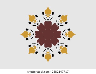 Abstract mandala motif, fabric decoration, geometric floral pattern, color