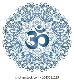 Abstract Mandala and OM decorative symbol.Mehndi style.Vintage decorative elements .Ethnic Mandala ornament.Vector Henna tattoo style. on isolate background for textile,greeting card,color book,print.