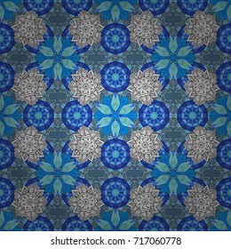 Abstract Mandala on a blue, white and neutral colors. Vector illustration.