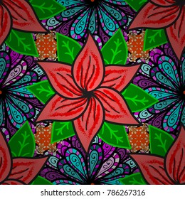 Abstract Mandala on a pink, green and black colors. Vector illustration.