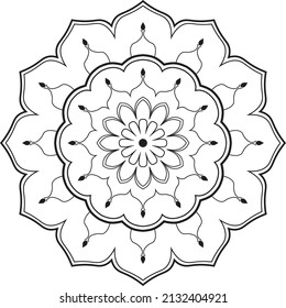 Resumen de mandala sobre fondo blanco. Tarjeta De Saludo, Invitación, Tatuaje. Patrón de tratamiento antiestrés.