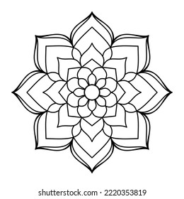 Resumen de mandala sobre fondo blanco. Tarjeta De Saludo, Invitación, Tatuaje. Patrón de tratamiento antiestrés.
