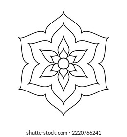 Resumen de mandala sobre fondo blanco. Tarjeta De Saludo, Invitación, Tatuaje. Patrón de tratamiento antiestrés.

