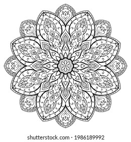 Vector Black White Mandala Ornament Coloring Stock Vector (Royalty Free ...