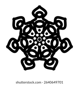 Abstract Mandala Ornament with Bold Linework – Modern Geometric Black and White Design