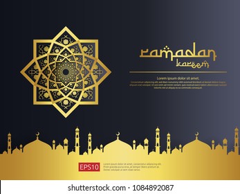 abstract mandala ornament pattern element design with paper cut style for Ramadan Kareem islamic greeting. invitation Banner or Card Background Vector illustration.