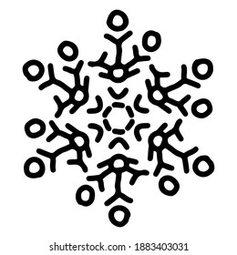 Abstract mandala ornament. Snowflake pattern. Black and white authentic background. Vector illustration.