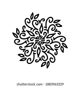 Ornamento abstracto de mandala. Patrón de copos de nieve. El negro y el blanco son auténticos fondos. Ilustración vectorial.
