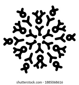 Abstrakte Mandala-Ornament. Schneeflocken-Muster. Schwarz-weißer, authentischer Hintergrund. Vektorgrafik.