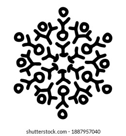 Abstract mandala ornament. Snowflake pattern. Black and white authentic background. Vector illustration.