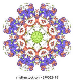 Abstract mandala ornament.Vector illustration, hand draw painting. 