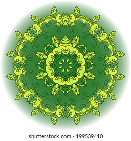 Abstract mandala ornament.Vector illustration, hand draw painting. 