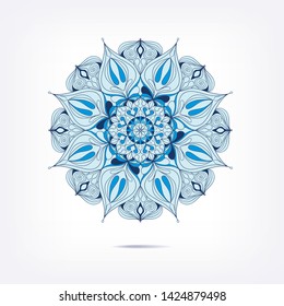 Abstract mandala pattern for decoration. Decorative ethnic floral ornament on soft blurred background.