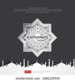 abstract mandala pattern element design with paper cut style for Ramadan Kareem islamic greeting. Banner or Card Background Vector illustration.
