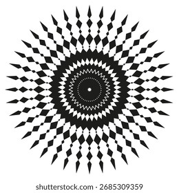 Abstraktes Mandala-Muster. Kompliziertes symmetrisches Design. Schwarzes geometrisches Ornament. Dekoratives Vektorelement. EPS 10.