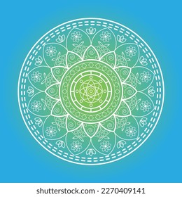 Abstract mandala pattern on yellow-blue background