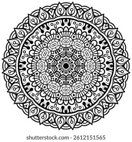 Abstract mandala pattern, round frame. Floral henna or mehndi style mandala design. Decorative pattern in oriental style.  