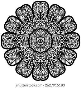 Abstract mandala pattern, round frame. Floral henna or mehndi style mandala design. Decorative pattern in oriental style.  