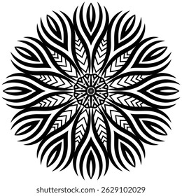 Abstract mandala pattern, round frame. Floral henna or mehndi style mandala design. Decorative pattern in oriental style.  