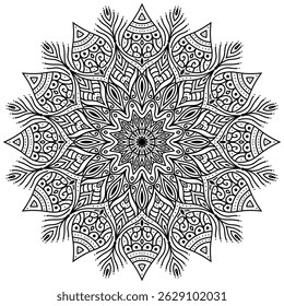 Abstract mandala pattern, round frame. Floral henna or mehndi style mandala design. Decorative pattern in oriental style.  