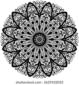 Abstract mandala pattern, round frame. Floral henna or mehndi style mandala design. Decorative pattern in oriental style.  