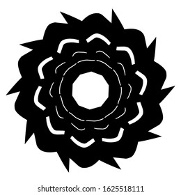 Abstract mandala round decoration made in vector shape in black and white