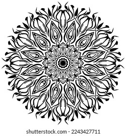 Abstract Mandala Round Flower Tattoo Indian Art Decoration  Illustration